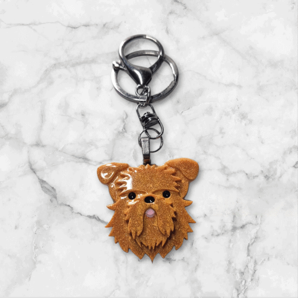 Brussels Griffon Keyring in Red by Emily and Woo