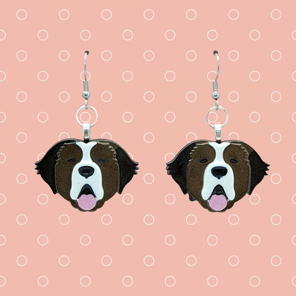Saint Bernard Dog Earrings