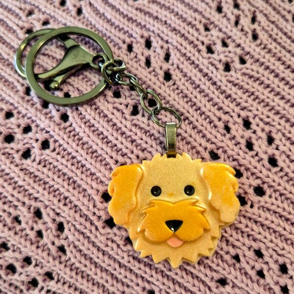 Groodle Keyring in Cream with Tan ears by Emily and Woo