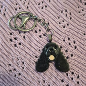 Black Cocker Spaniel Keyring Handmade by Emily and Woo