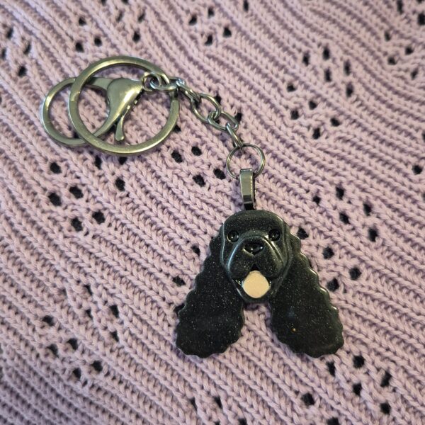 Black Cocker Spaniel Keyring Handmade by Emily and Woo