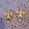 Mini foxie jack russell earrings in tan by emily and woo