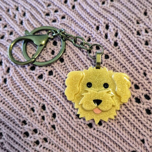 Groodle Keyring in Gold by Emily and Woo