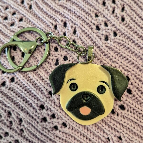 Pug keychain in fawn by Emily and Woo