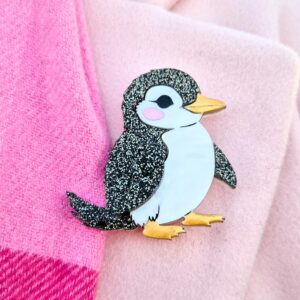 Cute Sparkly Penguin Brooch by Emily and Woo