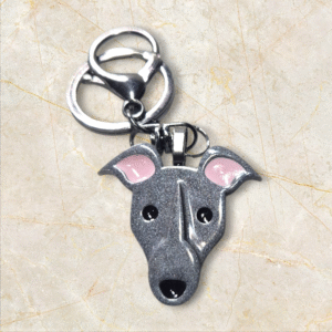 Greyhound Keyring in Grey by Emily and Woo