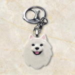 Pomeranian Spitz Keychain in White by Emily and Woo