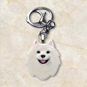 Pomeranian Spitz Keychain in White by Emily and Woo