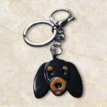 Dachshund Sausage Dog Keyring in Black and Tan by Emily and Woo