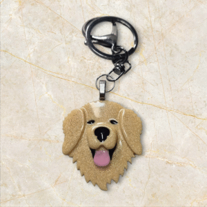 Long Haired Golden Retriever Keyring in Gold by Emily and Woo