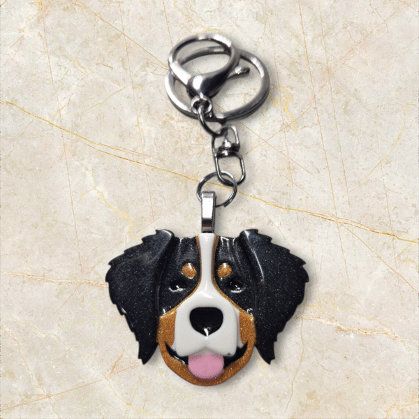Bernese Mountain Dog Keyring by Emily and Woo