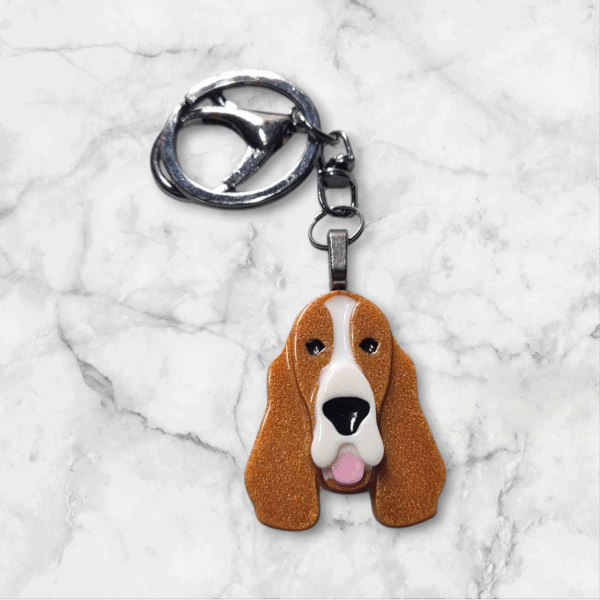 Basset Hound Keyring in Red by Emily and Woo