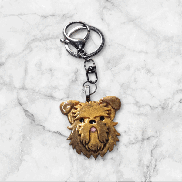 Brussels Griffon Keyring in Brown and Tan by Emily and Woo
