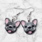 Blue Frenchie French Bulldog Earrings Handmade by Emily and Woo