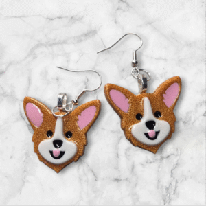 Cute Corgi Earrings in Tan handmade out of high quality layered resin