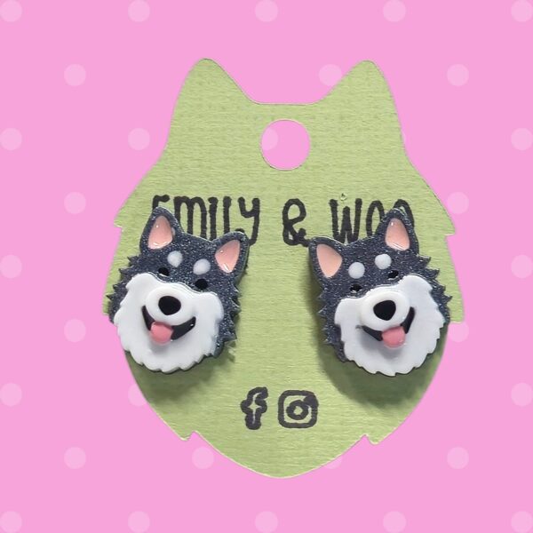 Malamute Dog Stud Earrings