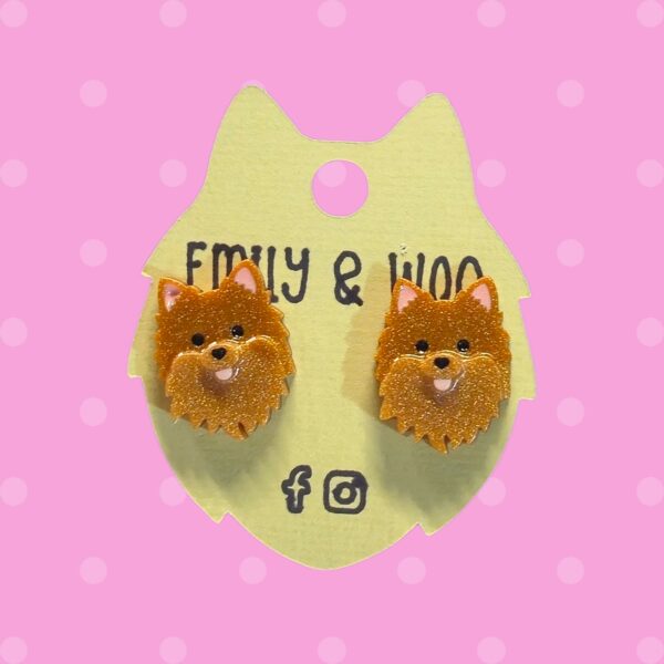 Pomeranian Dog Stud Earrings