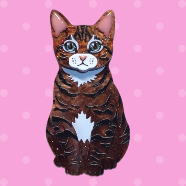 Tabby Cat Brooch